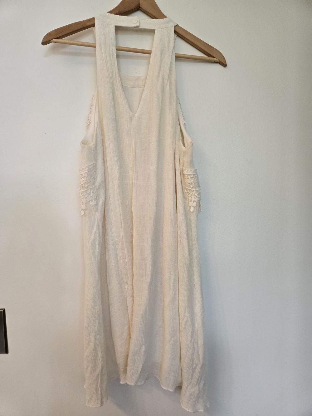 Rebellion Cream Sleeveless Dress with Crochet Detail - Picture 4 of 4